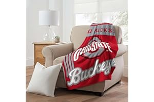 NORTHWEST Ohio State Buckeyes 46" x 60" NCAA Officially Licensed Throw Blanket – Super Soft Lightweight Fleece Blanket for Game Day, Dorms, Couch, Travel & Tailgating Comfort
