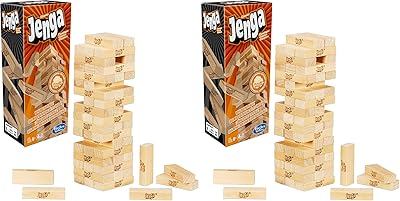Hasbro Gaming Jenga Game | The Original Wood Block Game with Genuine Hardwood Blocks | Stacking Tower | Ages 6+ | 1 or More Players | Party Games for Kids | Family Games (Pack of 2)