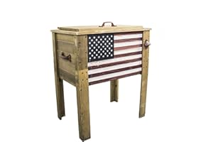 BACKYARD EXPRESSIONS PATIO · HOME · GARDEN Wooden Patio Beverage Cooler for Porch, Deck or Patio - American Flag Design - 57 Qt - Backyard Expressions