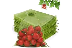 Crweety 50PCS Fruit Protection Bags 6x9 Inch, Fruit Bags for Fruit Trees, Mesh Bag for Vegetables, Fruits Netting Cover Drawstring Bag for Tomato, Mango, Garden