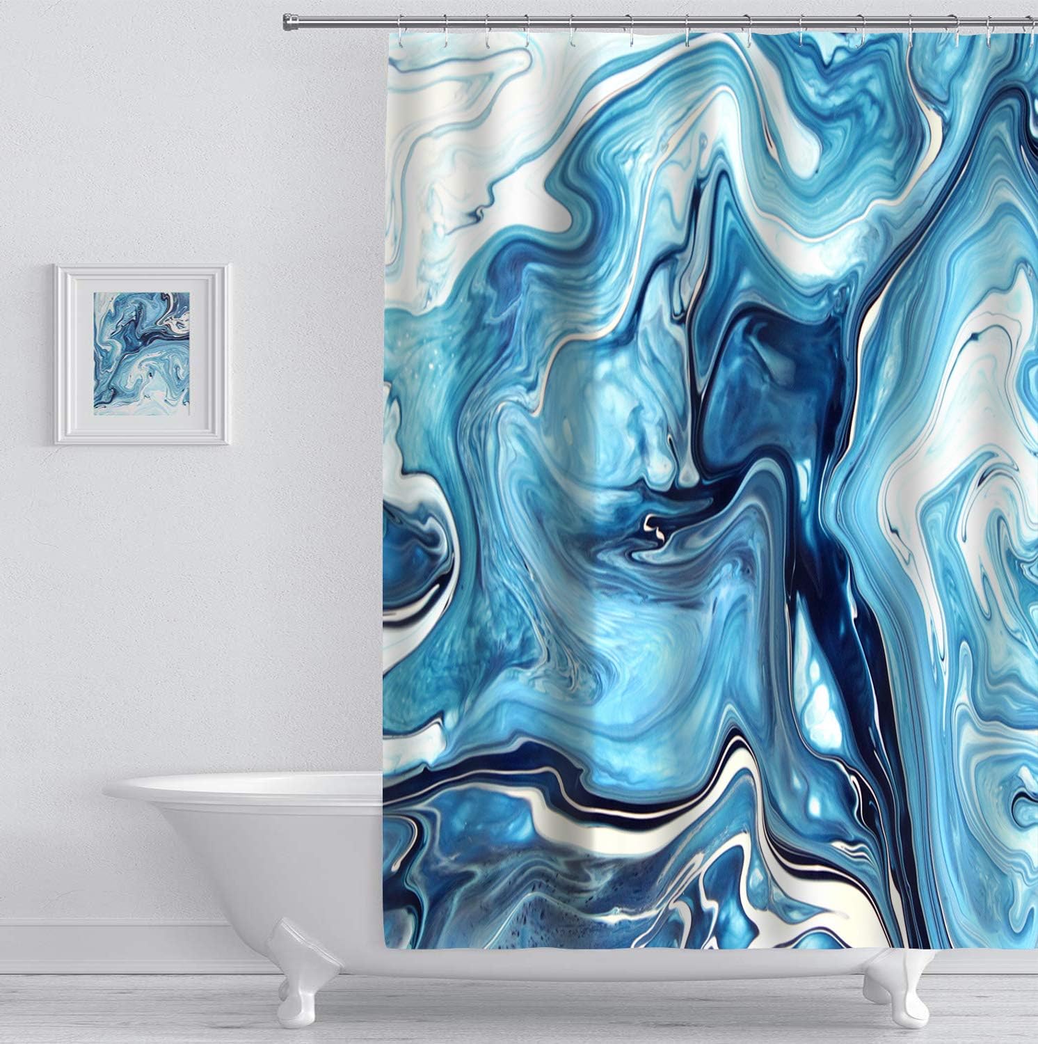 Abstract Marble Bathroom Shower Curtains with Hooks,Mix of