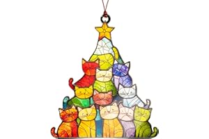 Cat Lover Gifts for Women, Colorful Cat Ornament for Christmas Tree, Cute Cat Ornaments, Black Cat Ornament, Orange Cat Ornam