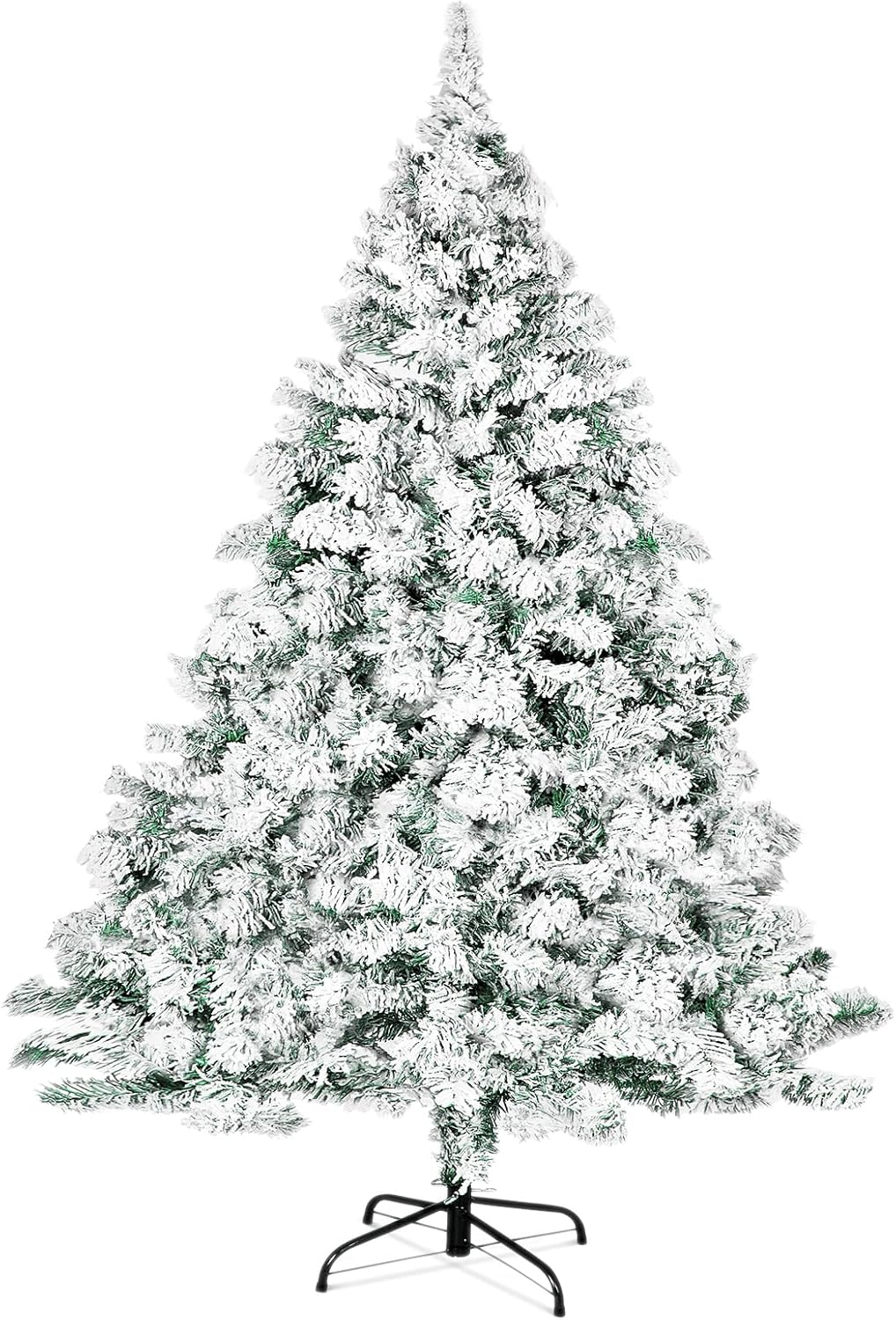 Trees - Outroad 7ft Snow Flocked Christmas Tree Premium Hinged Artificial Pine Tree,Xmas Tree Metal Stand and 1000 Lush Branch Tips Holiday Decorate, Easy to Assemble,White