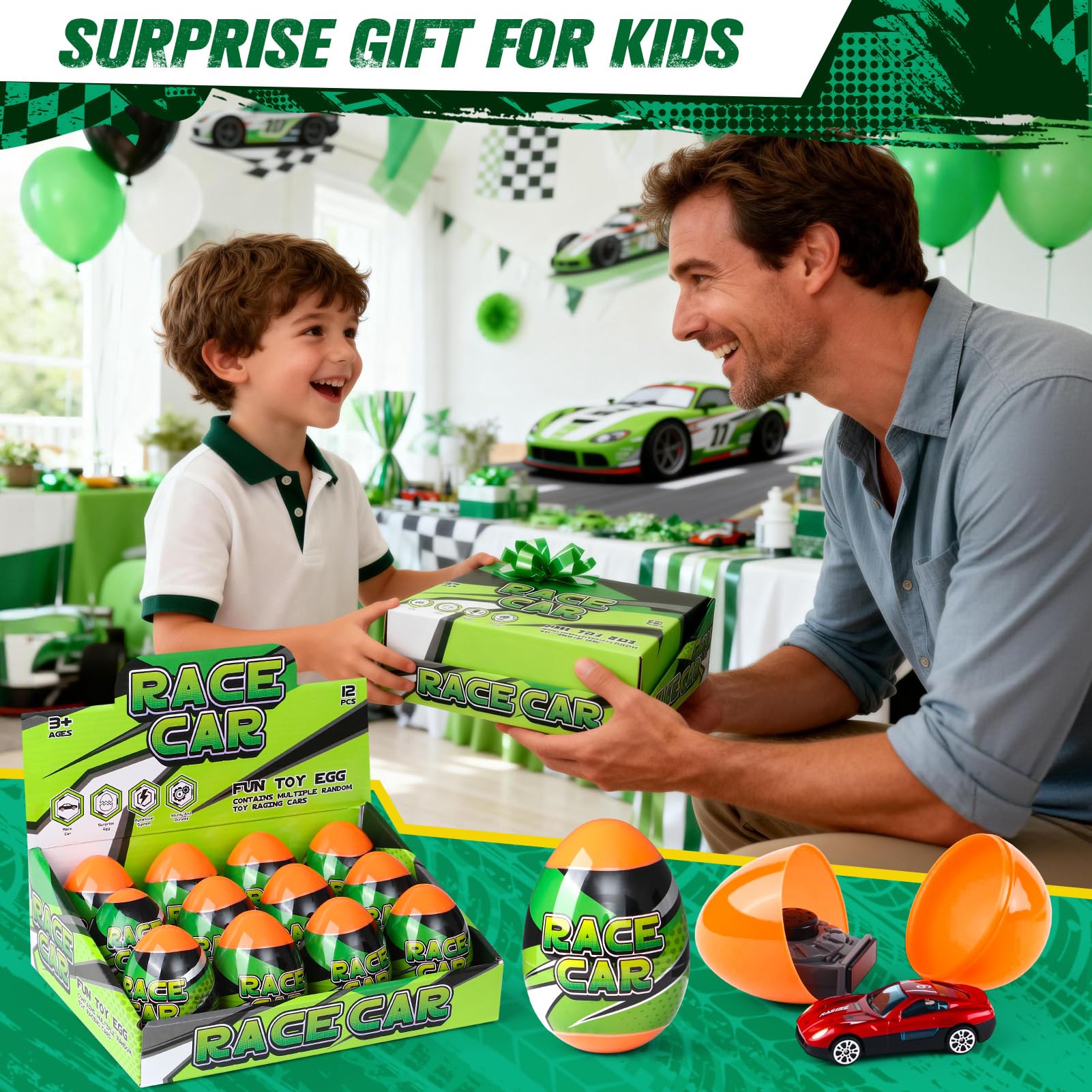 Auto Spielzeug Set Überraschungsei Spielzeugautos Druckgussautos 12 Stück Kleine Spielzeugauto Blindboxen Cars Spielzeug Autos Fahrzeuge Ostern Geburtstag Geschenk für Kinder ab 3 4 5 6 7 8 Jahre 8