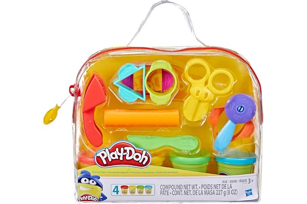 Play-Doh Starter Set 9-Piece Kit with Storage Tote & 4 Modeling Compound Cans, Arts and Crafts Toys for Kids 3 Years & Up, Pr