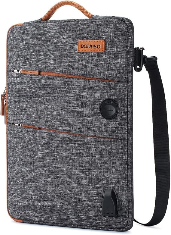 DOMISO 14 Inch Waterproof Laptop Bag Canvas with USB Charging Port