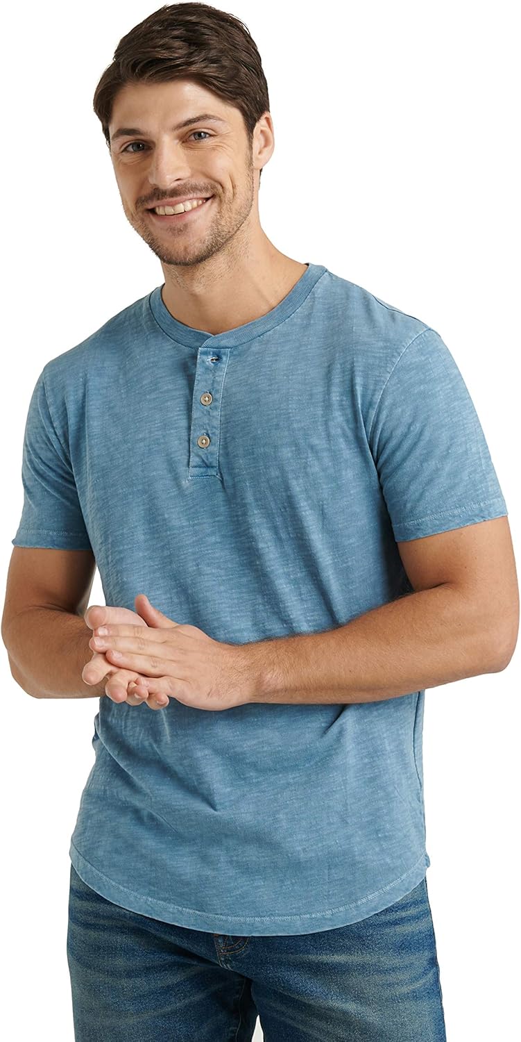 Lucky Brand Men's Short Sleeve Slub Henley T Shirt at  Men’s Clothing store