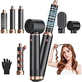 5 in 1 Blow Dryer Brush, Upgrade Hair Dryer Brush Air Curler Air Curling Wrap Styler, Detachable Hot Air Brush Negative Ion Curling Brush Iron, Hair Styling Tools for Drying Curling Straightening