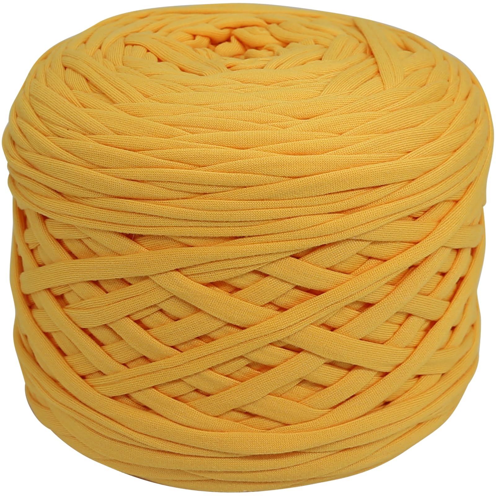 Photo 1 of 400g T-Shirt Yarn Elastic Fabric Crochet Cloth for DIY Knitting, 130 Yards Spaghetti Thick Yarn for Hand DIY Bag Basket Cushion Crocheting Projects, Home Decor (Yellow)