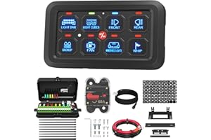 DaierTek 8 Gang Switch Panel RGB LED Lighted Multi-Function Switch Pod Toggle Momentary Pulsed Touch Control Switch Panel Dim