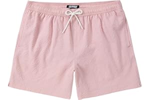 CoozySphere Men's Swim Shorts 5 inch Seersucker Swimming Trunks for Men Beach Shorts