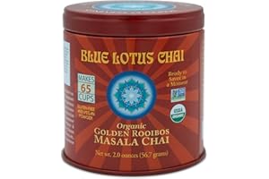 Blue Lotus Chai - Golden Rooibos Flavor Masala Chai - Makes 65 Cups - 2 Ounce Masala Spiced Chai Powder with Organic Spices - Instant Indian Tea No Steeping - No Gluten