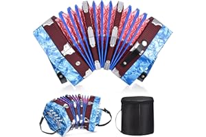 RIVVTA Concertinas, 20 Key Professional Accordion, Musical Instruments Accessories With Carrying Bag, Sky Blue
