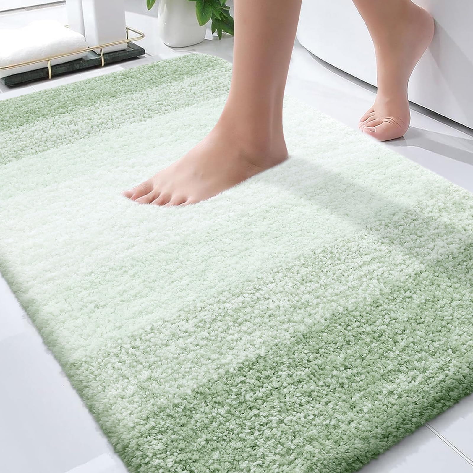 Photo 1 of OLANLY Bathroom Rugs Mat 30x20, Extra Soft Absorbent Microfiber Bath Rugs, Rubber Backing, Quick Dry, Machine Washable Bath Mats for Bathroom Floor, Tub and Shower, Home Decor Accessories, Sage Green