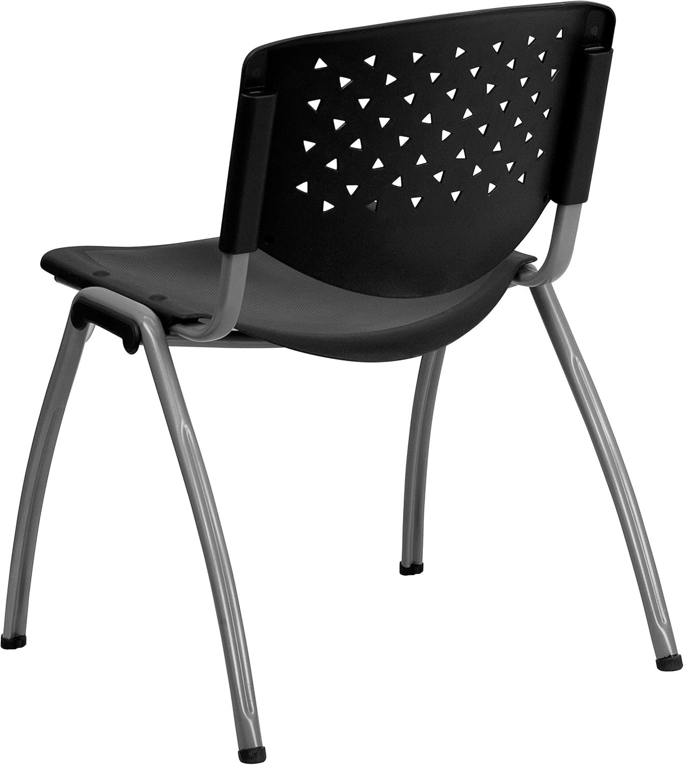 Flash Furniture HERCULES Series 880 lb. Capacity Black Plastic Stack Chair with Titanium Gray Powder Coated Frame: Furniture & Decor