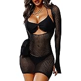 himifuns Fishnet Swimming Cover Up for Women - Summer Beach Mini Dress Swimsuit Cover-Up for 2025