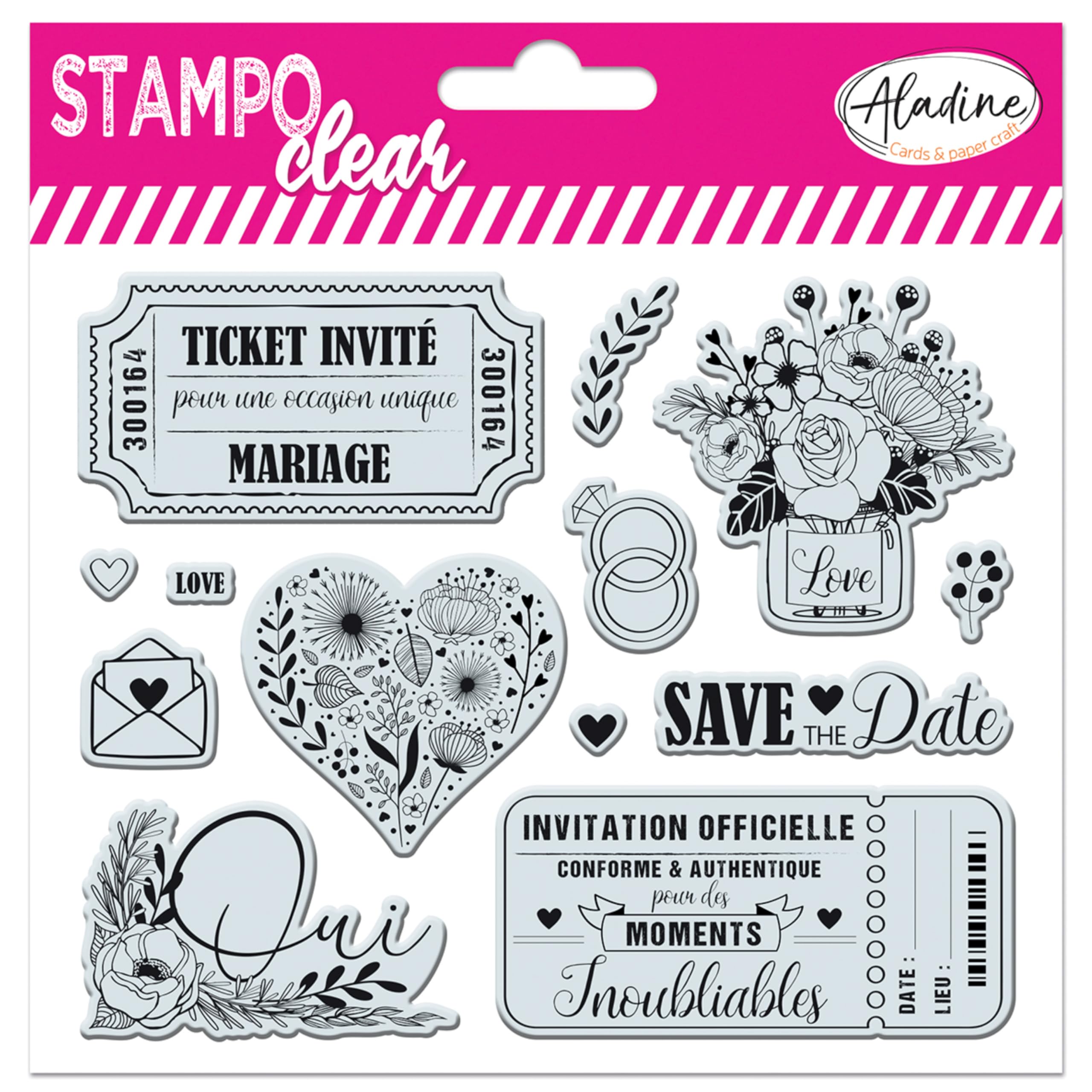 Aladine - Wedding Stamps - Clear Stamps - Invitation, Ticket - Stampo Clear - 04236