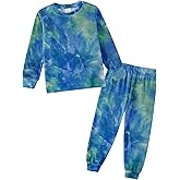 Jimonda Soft Pajamas Kid Boys/Girls Clothes long sleeve 2pc Tee/Pants Pjs Set Toddler tie dye Fluff Sleepwear Outfits 2T-14Y