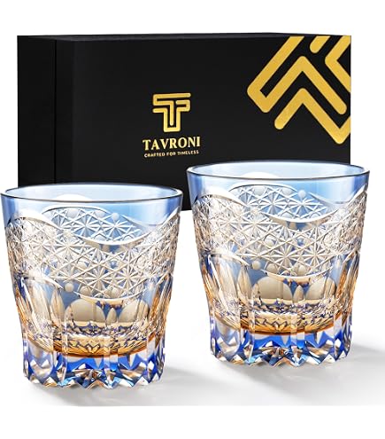 Amazon.com | TAVRONI Edo Style Kiriko Whiskey Glasses Set of 2