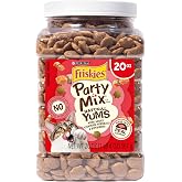 Friskies Purina Party Mix Natural YUMS Real Salmon Cat Treats, 20 oz | Unique crunchy shapes created with high quality fish as the first ingredient and added vitamins and minerals