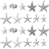 DanLingJewelry 100Pcs 10 Styles Antique Silver Starfish Charms Tibetan Vintage Ocean Life Sea Animal Charms for Jewelry Craft Making