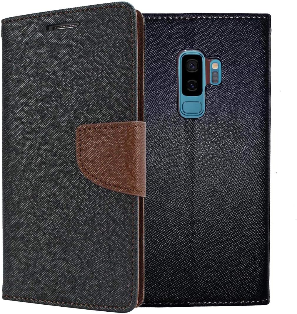 ORC Galaxy S9 Plus Flip Cover Luxury Mercury Diary Wallet Style, with Magnetic Flip Cover for Samsung Galaxy S9 Plus (Black:Brown)