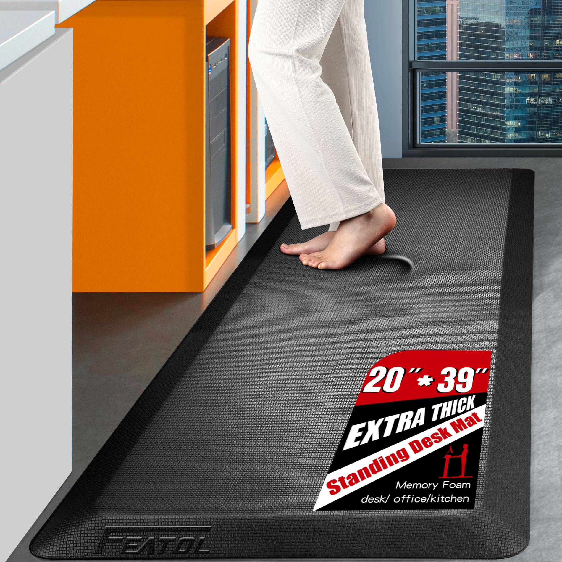 Mua Extra Thick Anti Fatigue Mat Floor Mat (20" x 39", Black), Standing ...