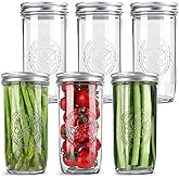 Anwoi Mason Jars 24 oz Wide Mouth with Measurement Marks–12Pack Glass Canning Jars with Airtight Leakproof Lids & Bands, BPA-Free for Meal Prep, Fermentation, Pickling & Storage (clear 6pack 24oz)