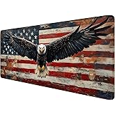 American Flag Gaming Mouse Pad Desk Pad USA Flag XL Mouse Pad Large Mousepad Extended Laptop Keyboard Mat Gaming Desk Pad Mouse Mat Office Computer Keyboard Laptop Home 31.5"x11.8"