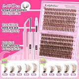 Calphdiar Brown Cluster Lashes Kit 50D 70D 10-18mm Bond Seal Tweezers view 3