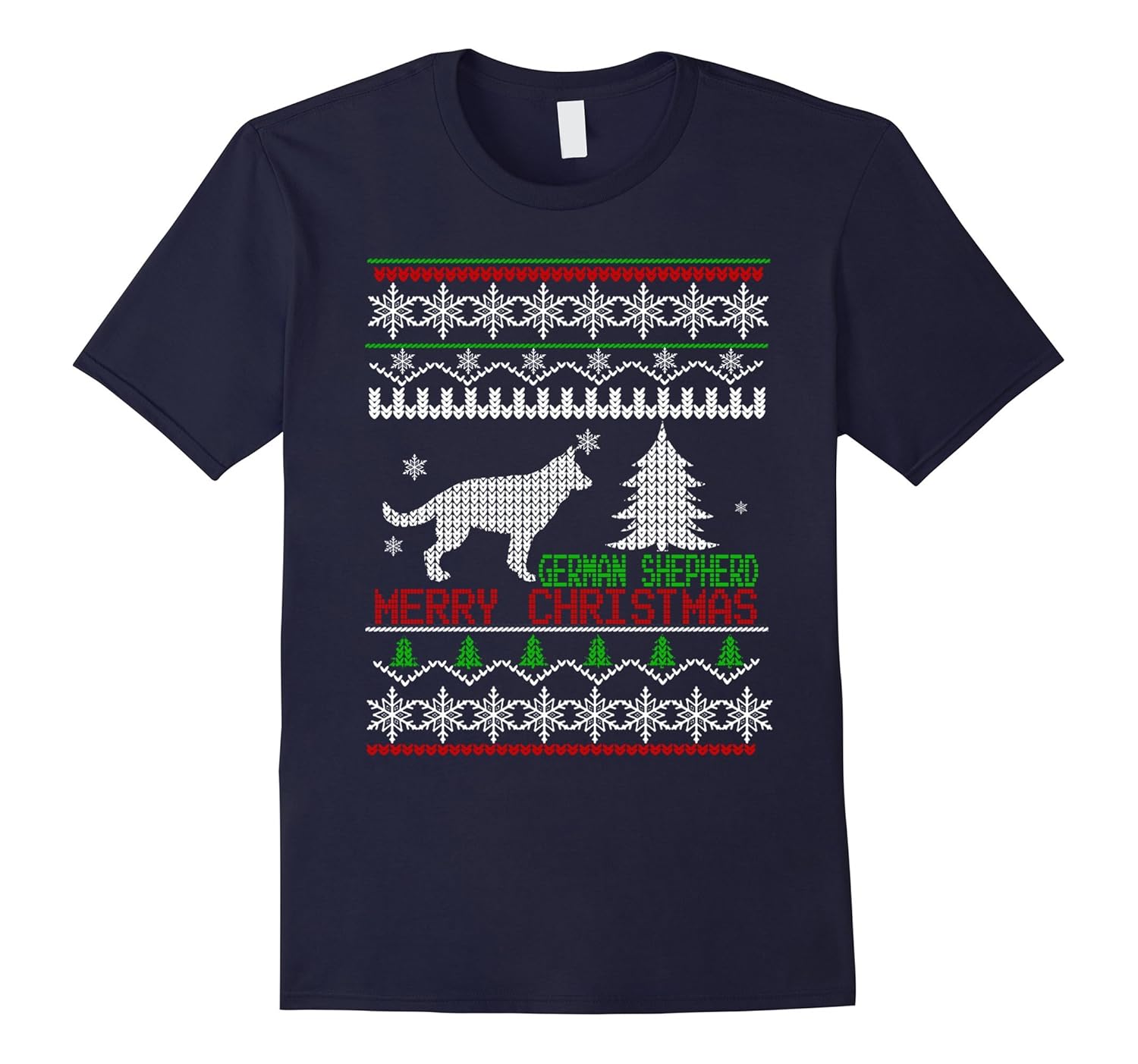 Ugly Christmas Sweater German Shepherd Dog Lover Gift Tshirt-ANZ