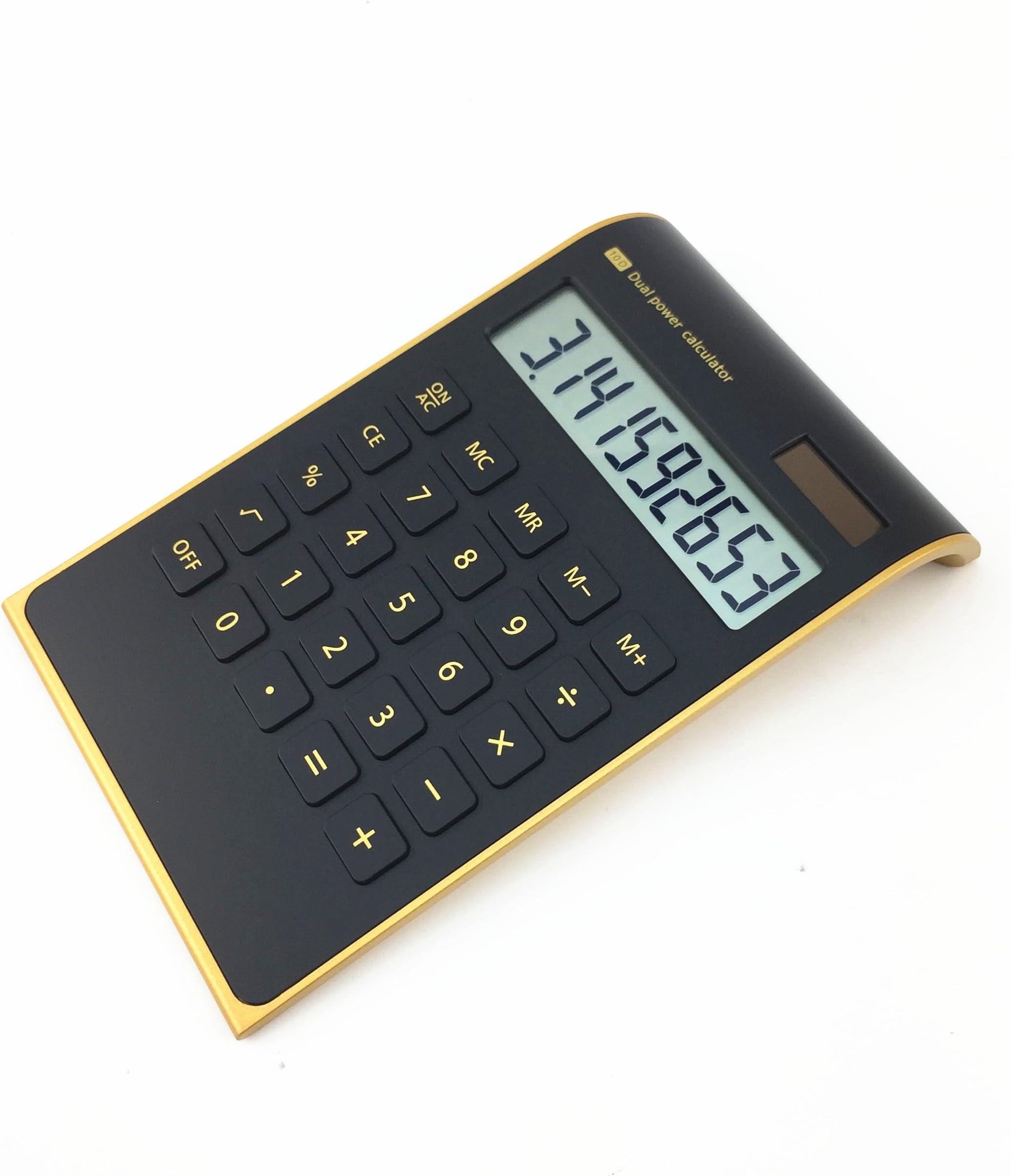 Amemo Elegant Design 10 Digits Dual Powered Standard Function Calculator Desktop Calculator(Black)