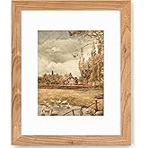 Fun Memories 16x20 Picture Frame, Solid Elm Wood Photo Frame with Tempered Glass, 16"x20" Frame matted to 11x14, Rustic Picture Frames, 16 by 20 Poster Frame for Wall Decoration, Natural, 1 Pack