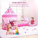 SENODEER 3PC Princess Tent Playset for Girls Pink Indoor Outdoor Kids Tent Ball view 2