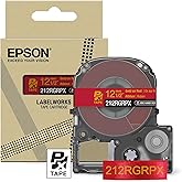Epson LABELWORKS 212RGRPX Genuine PET (Polyester) Tape Cartridge - Gold on Red Ribbon Designer Craft Label Maker Tape - 1/2" (12MM) Wide, 16'