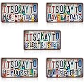 TREEPERI Vintage License plate It's Okay Wall Decor Metal Sign Tin Signs for Bar Home Bedroom Garage 5 PCS