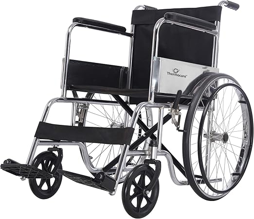 Thermocare Aluminium Frame Foldable Self Drive Able Wheel Chairs for Handicapped Person and Patient (Black)