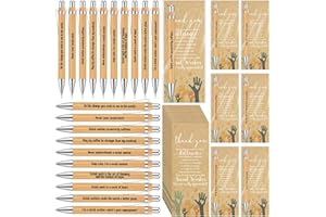 Kosiz 20 Sets Social Worker Appreciation Gift Bulk Thank You Inspirational Bamboo Pen with Cards Social Work Month Group Gift