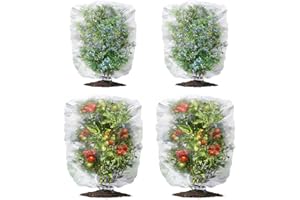 OGORI 4 Pack Garden Netting Mesh Pest Barrier Plant Cover Bags with Drawstring, 2 Size Insect Bird Netting Blueberry Bush Tomato Plant Protection Netting for Cicadas Fruits Trees Vegetables