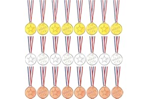 FEPITO 36 Pcs Winner Medals Kids Plastic Gold Medals Silver Medals and Bronze Medals for Kids Party Favor Decorations and Sports Awards