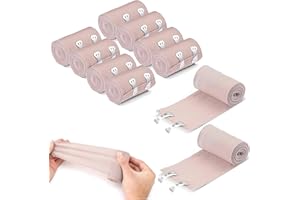 Lqucwepp 10PCS Elastic Bandage Compression Wrap Rolls,Trainers Choice Elastic Wrap for Treatment of Sprains, Strains, And Spo