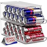 Sorbus Skinny Soda Can Organizer for Refrigerator - Stackable Slim Can Holder Dispenser with Lid for Fridge, Pantry, Freezer - BPA-Free, Clear Design, Drink Organizer for Fridge (2-Pack)