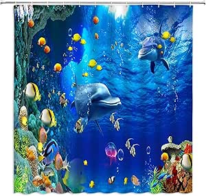 Bernice Winifred Underwater World Cortina de Ducha con Moho Resistente