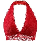 Cotorance Womens Lace Bra No Underwire No Pads V Neck Halterneck Bralettes