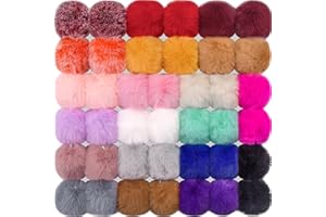 BQTQ 40 Pieces Faux Fur Pom Pom Balls with Elastic Loop DIY Fluffy Pom Pom Faux Rabbit Fur Pom Pom for Hats Beanie Shoes Scarves Gloves Bags Accessories(Bright Color)