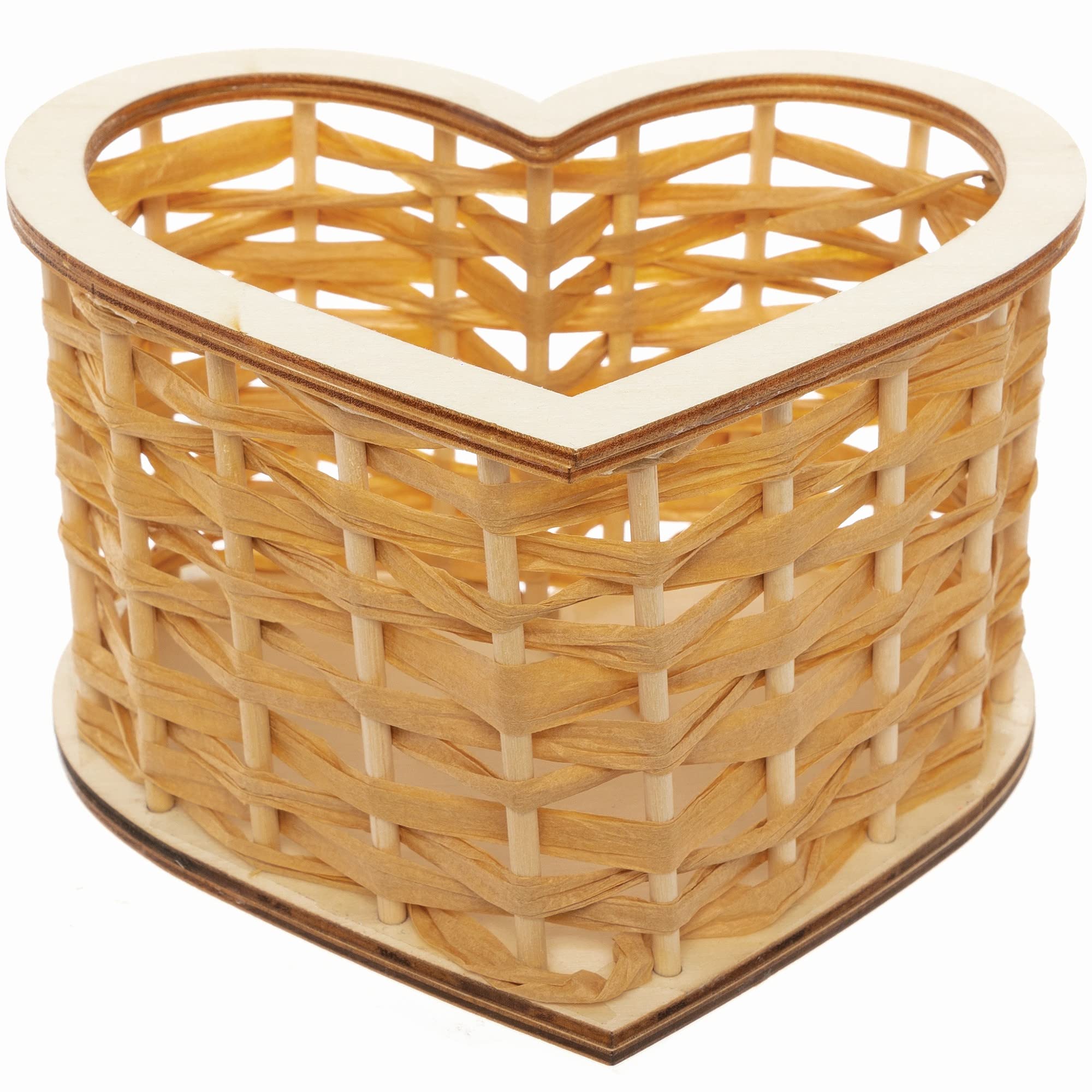 Baker Ross Heart Basket Wood Craft Set - Pack of 2, Valentines wooden craft decorations for kids (FC439)