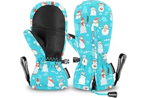 Andake Kids Ski Mittens Winter Warm Waterproof & Breathable Toddler Snow Gloves with Easy-to-Wear Zippers