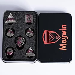 Metal DND Polyhedral Dice,Large Stripe Glitter