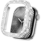 KADES Bling Case Compatible for Apple Watch Series 11/10 42mm, Sparkly Full Diamond Protective PC Bumper Cover, Rhinestone Frame for Women, 42mm-Silver
