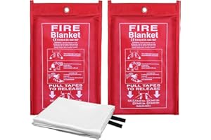 Deecam Emergency Fire Blanket 2 Pack, Fireproof Safety Blanket Fiberglass Fire Blanket for Home Kitchen, Flame Retardant Protection for Car Camping Office Warehouse (39.3''x 39.3'')